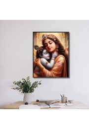 Divine Krishna hug Yashoda Mata Wood-Laminated Pho